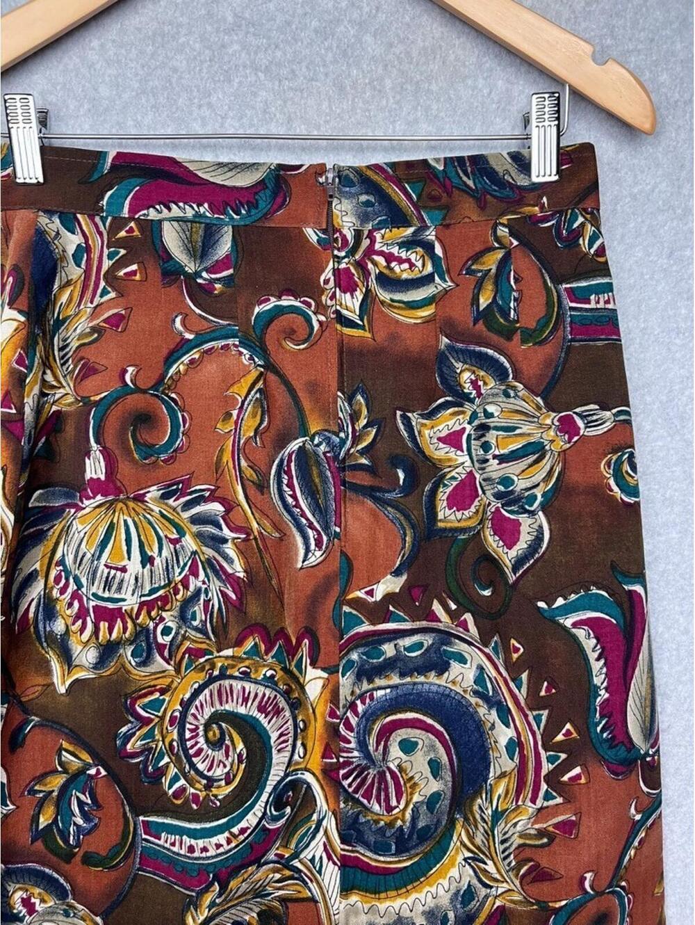 VTG St Michael Marks Spencer Pure Wool Floral Midi Skirt 90s Boho UK 12 / 4 US - Picture 8 of 9